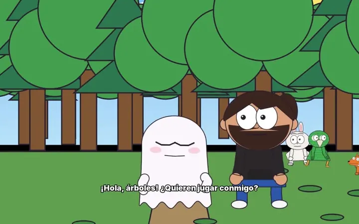 Cuadro del cuento 2D «El fantasmita del bosque», hecho con GhostPeg