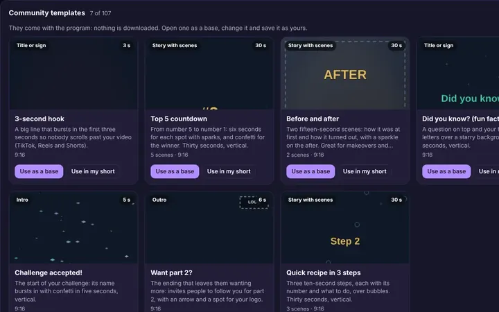 The community templates inside GhostPeg