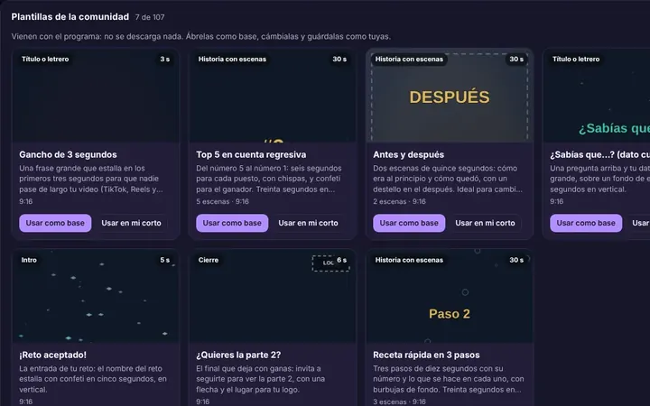 Las plantillas de la comunidad dentro de GhostPeg