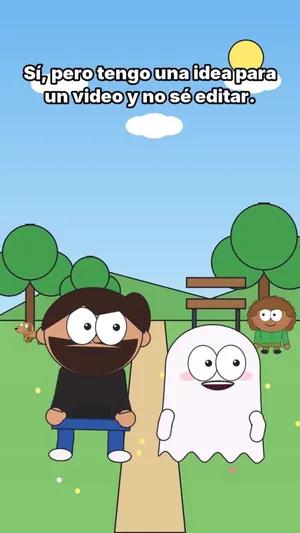 Cuadro de un video 2D hecho con GhostPeg: Dani y Ghost Peg en el parque